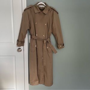 Vintage Brem Rainwear Classic Tan Lined Double Breasted Trench Coat Tie